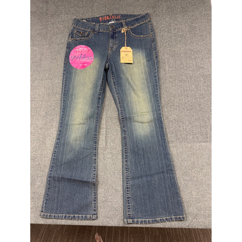 Hydraulic Goddess Classic Hipster Flare Jeans Medium Wash Y2K Size 16 NWT